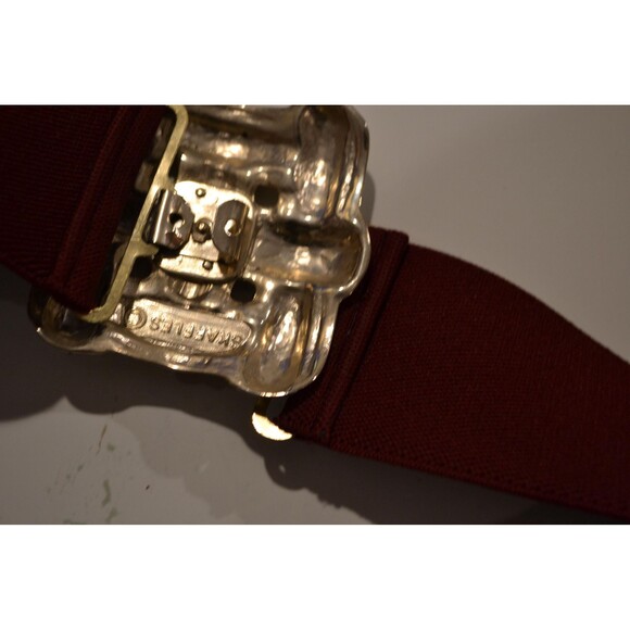 Vintage Belt Oxblood Stretch with Front Basket Gold Medallion - Picture 5 of 5